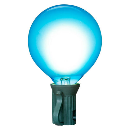 Vickerman 15Lt Blue LED Glass G50-E12 Filament End-Connecting Set with Green 20AWGXTW Wire and 6"x12"x6" Bulb Spacing. 120V-.6W.  UL Approved.