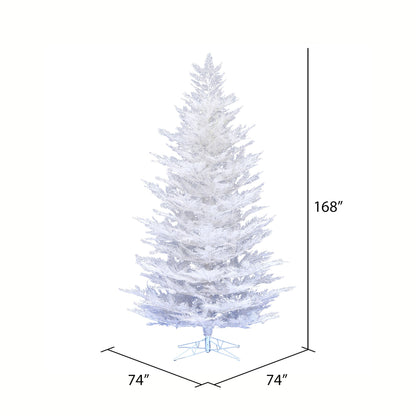 Vickerman 14' x 74" Flocked Cedar Pine Artificial Christmas Tree with 3361 PE Tips Hinged Branches and Folding Metal Stand