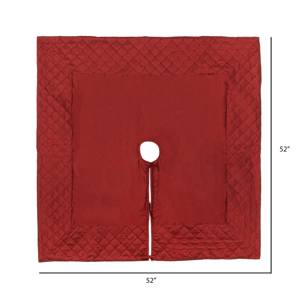 Vickerman 52" Burgundy Quilt Stitch Jewel Christmas Tree skirt