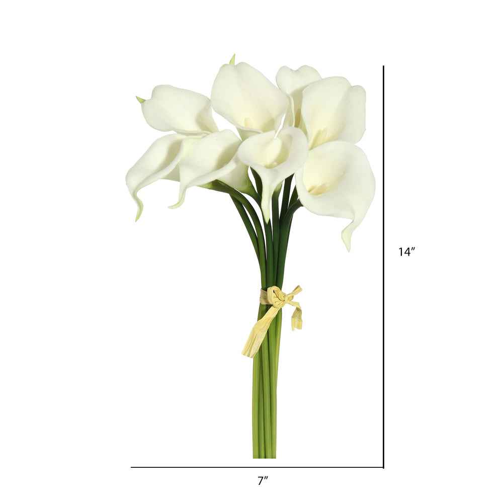 Vickerman 14'' Artificial White Calla Lily. Eight stems per pack.