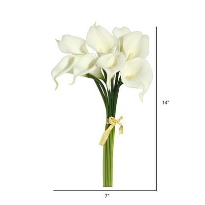 Vickerman 14'' Artificial White Calla Lily. Eight stems per pack.