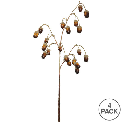 Vickerman 28" Artificial Green and Brown Acorn Spray. Includes 4 sprays per pack.