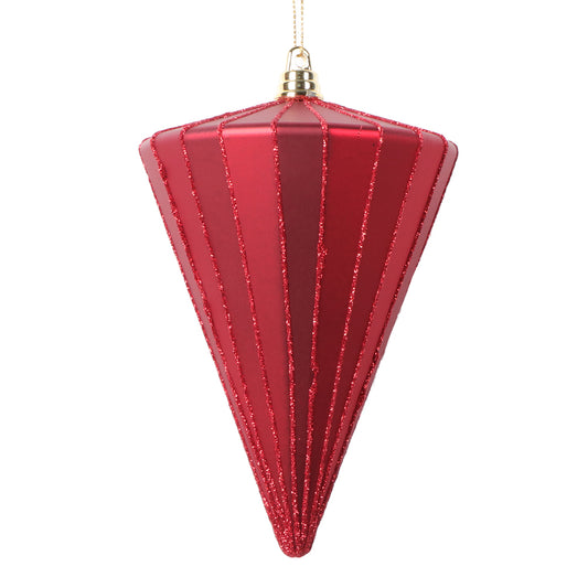 Vickerman 6" Matte Red Cone Ornament 3 per bag.