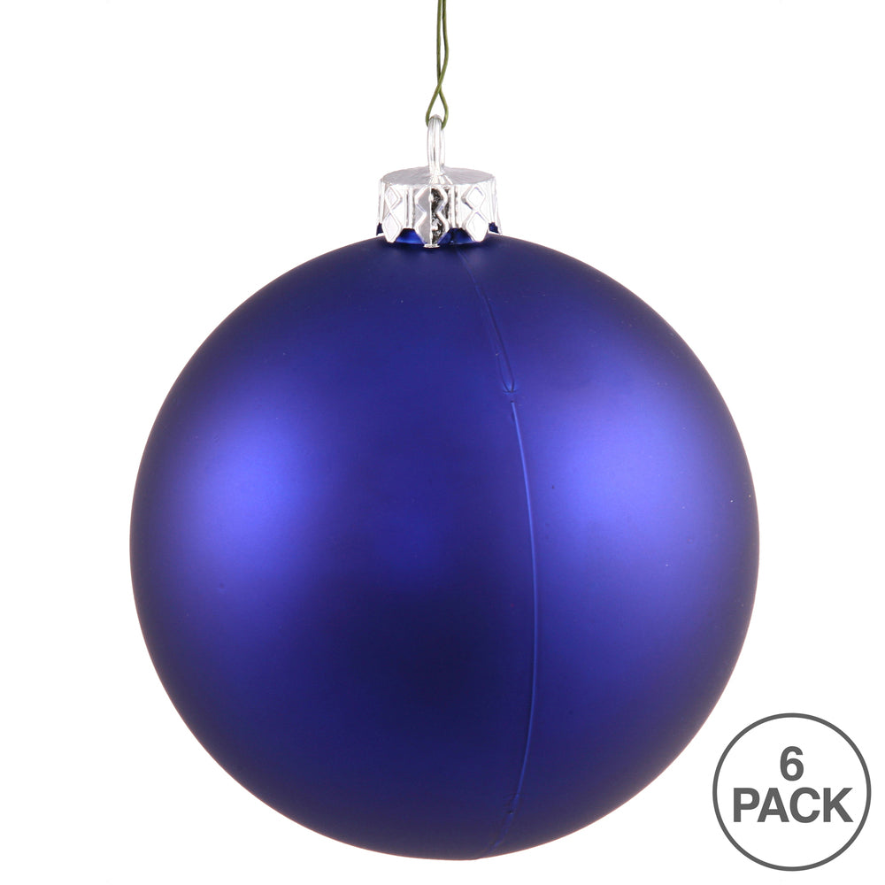 Vickerman 4" Cobalt Matte Ball Ornament 6 per Bag