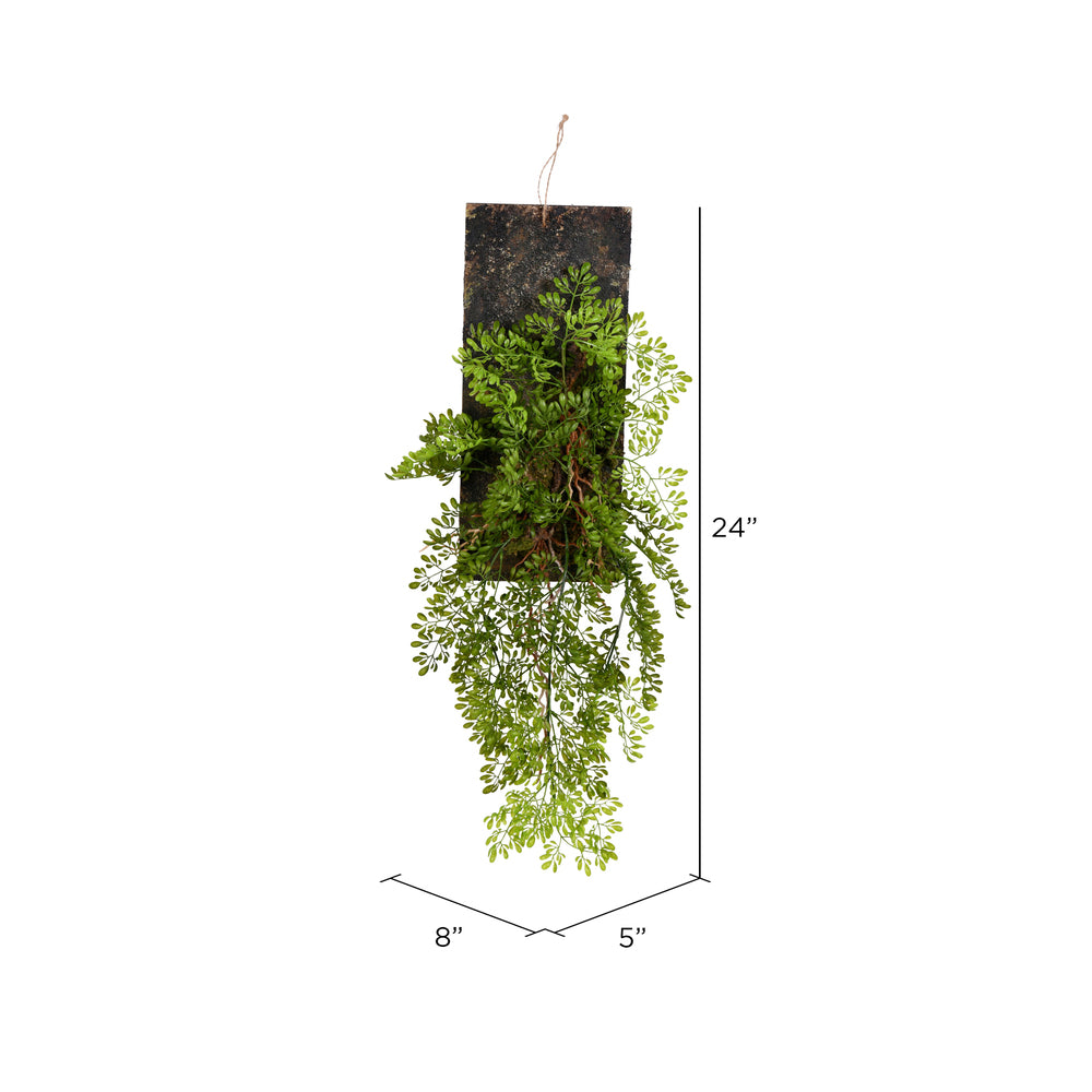 Vickerman 24" Artificial Green Mini Leaf on Wooden Plaque.