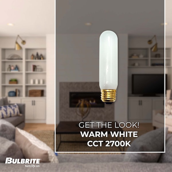 BULBRITE INCANDESCENT T10 MEDIUM SCREW (E26) 40W DIMMABLE LIGHT BULB 2700K/WARM WHITE 25PK (704040)