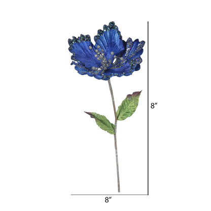 Vickerman 23" Blue Hibiscus Artificial Christmas Pick 3 per Bag