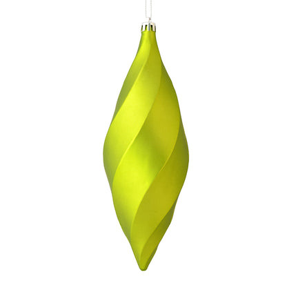 Vickerman 8" Lime Matte Swirl Finial Ornament Pack of 6