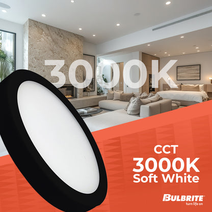 Bulbrite 773601 5 in.Round 10.3-Watt 3000K LED Flush Mount Light, 850 Lumens, Black