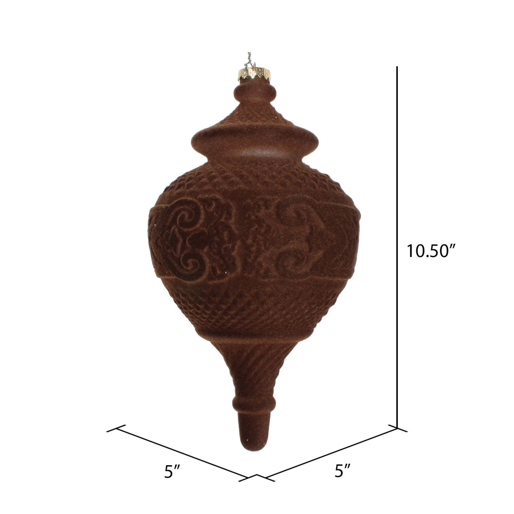 Vickerman 10.5" Chocolate Flocked Finial Ornament