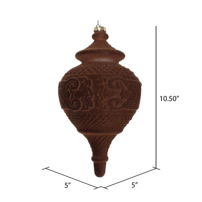 Vickerman 10.5" Chocolate Flocked Finial Ornament