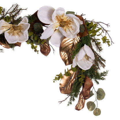 Vickerman 60" White Magnolia Garland.