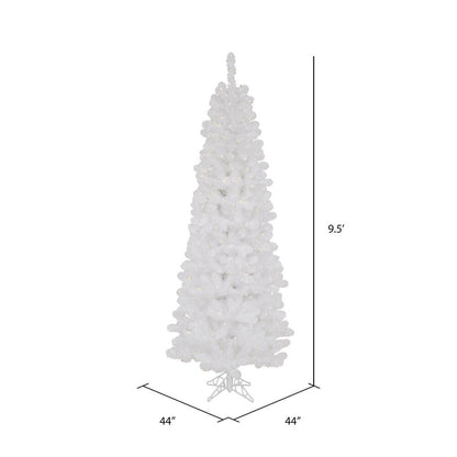 Vickerman 9.5' White Salem Pencil Pine Artificial Christmas Tree 550 Clear Dura-lit Incandescent Lights