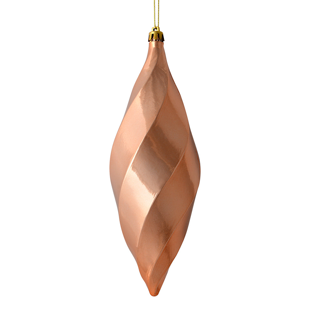 Vickerman 8" Rose Gold Shiny Swirl Finial Ornament Pack of 6