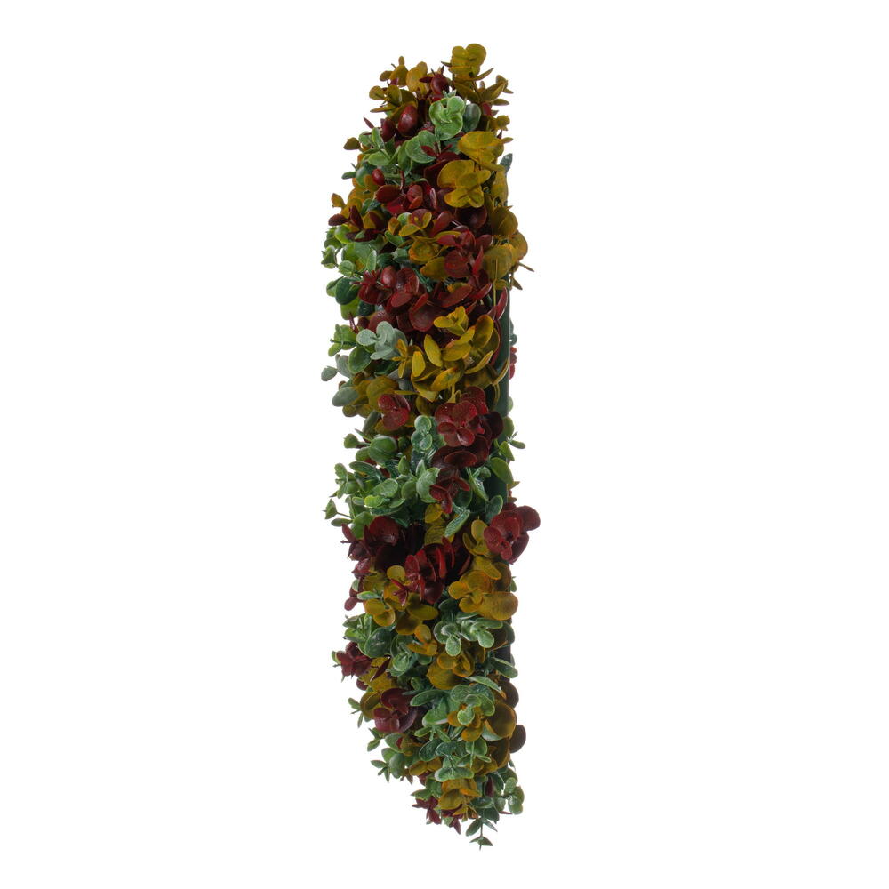Vickerman 18" Red and Green Spiral Artificial Eucalyptus Wreath