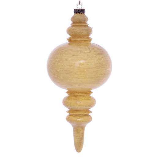 Vickerman 13" Tan Wood Grain Finial Ornament