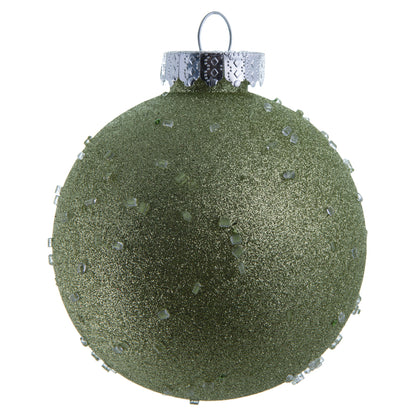 Vickerman 4.75" Celadon Ice Ball Ornament. This textured ornament has a rough and icy look with a hint of delicate sparkle. Incorporate these ornaments into your holiday design for added texture. Includes 4 pieces per pack. Made with shatterproof plastic.