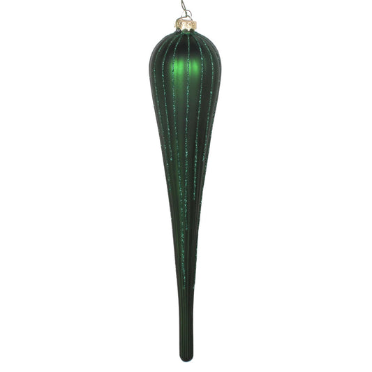 Vickerman 11" Emerald Matte Glitter Drop Christmas Ornament Set of 3