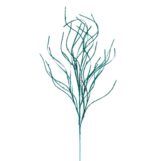 Vickerman 40" Teal Berry Cluster and Wavy Glitter Ball Spray 4 per bag.