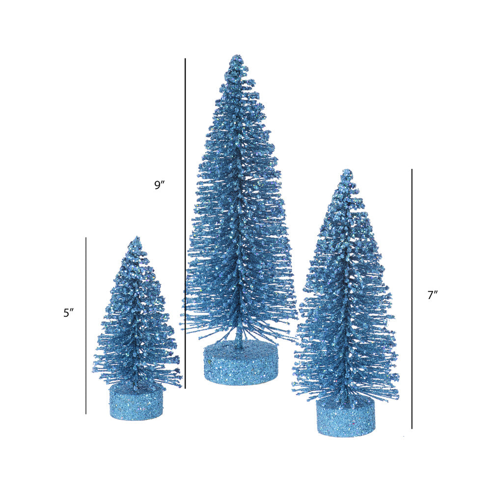 Vickerman 5"/7"/9" Turquoise Glitter Oval Artificial Christmas Tree Unlit