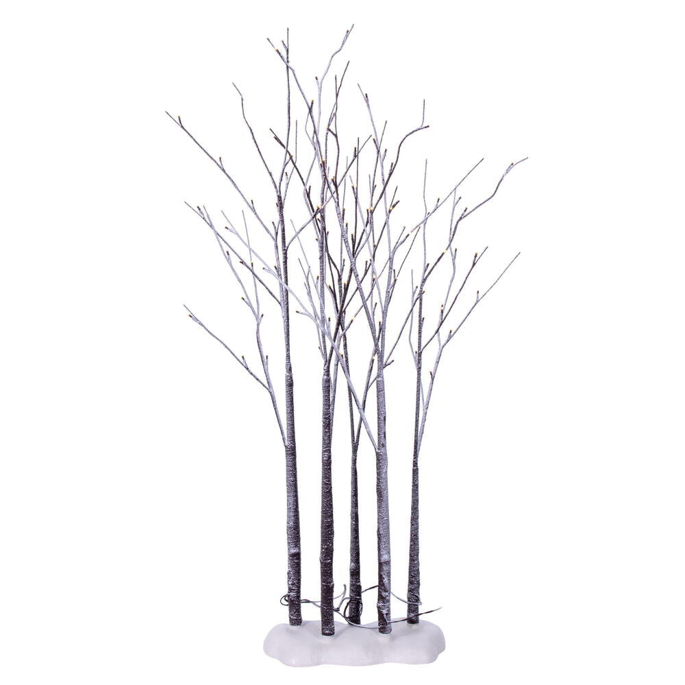 Vickerman 4' Brown Frosted Twig Tree Grove Warm White 3mm Wide Angle LED lights 5 Piece Set.