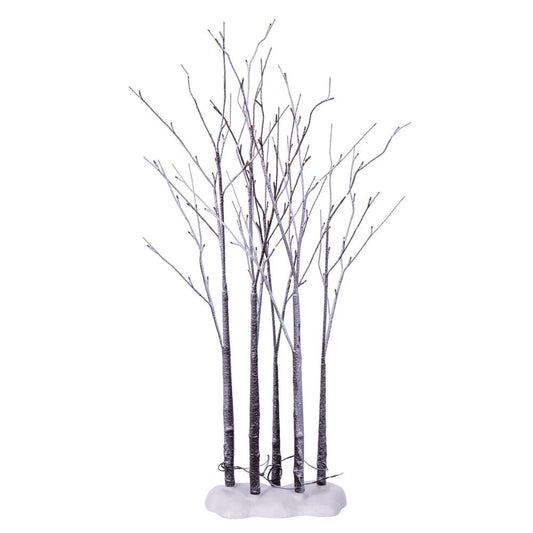 Vickerman 4' Brown Frosted Twig Tree Grove Warm White 3mm Wide Angle LED lights 5 Piece Set.