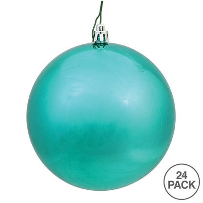 Vickerman 2.4" Teal Shiny Ball Ornament 24 per Bag