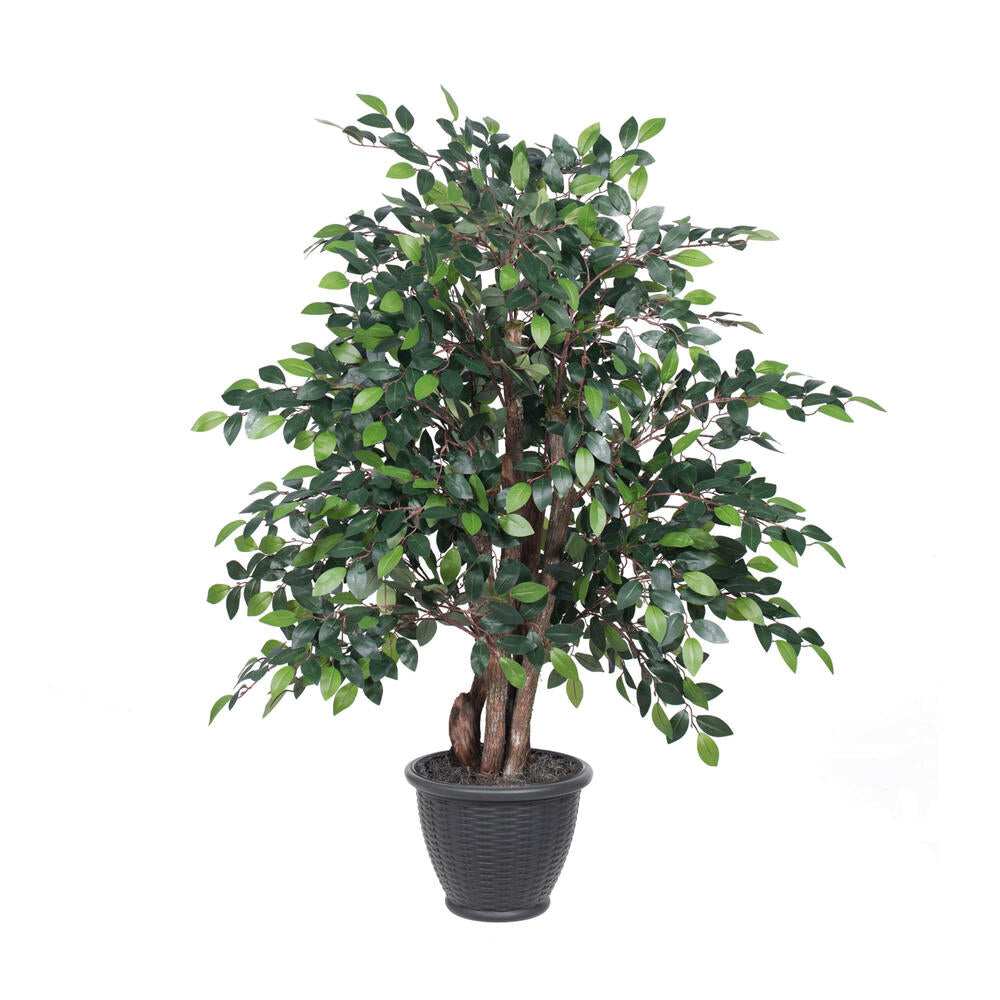 Vickerman 4' Artificial Mini Ficus Extra Full Bush Gray Round Plastic Container.