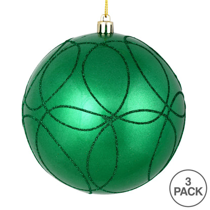 Vickerman 6" Seafoam Green Candy Ornament with Circle Glitter Pattern 3 per Bag