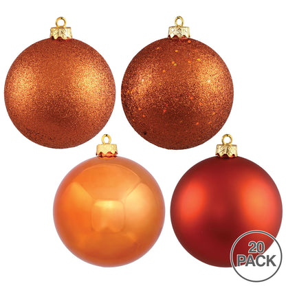 Vickerman 2.75" Burnished Orange 4-Finish Ball Ornament Assortment 20 per Box