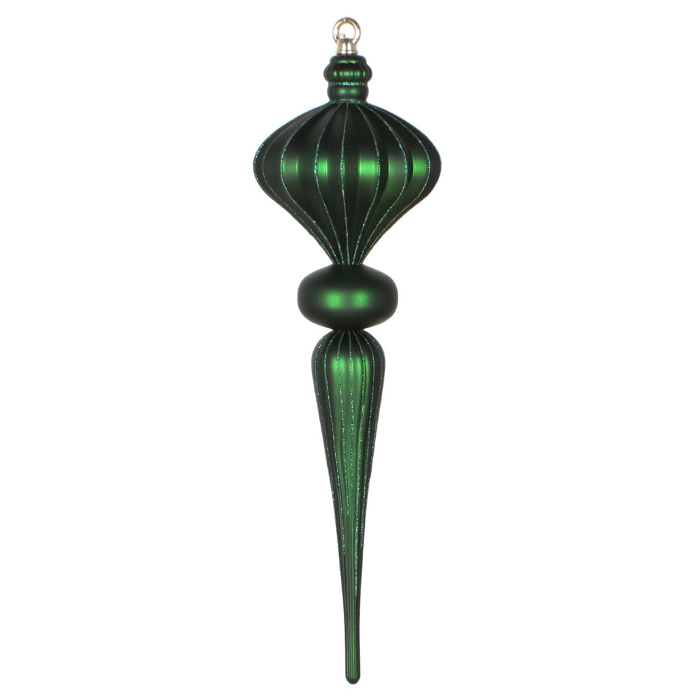 Vickerman 21" Emerald Matte Finial Ornament with Glitter Accents