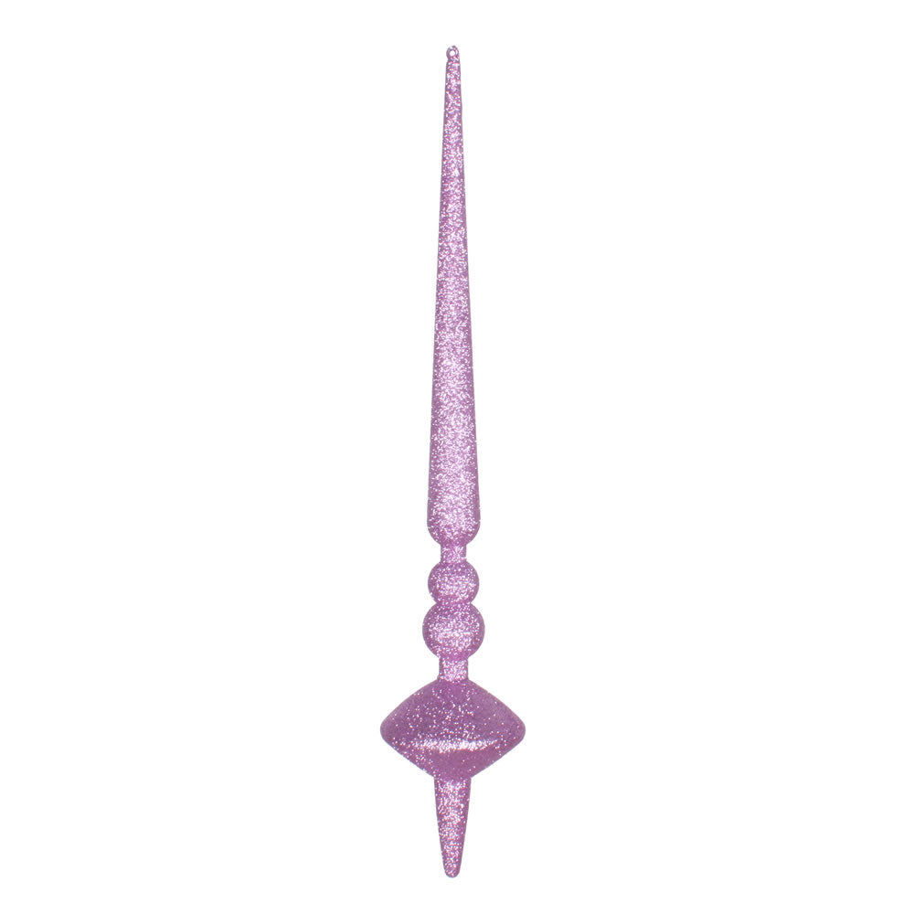 Vickerman 18" Orchid Glitter Cupola Finial. This long finial ornament adds depth and texture to any holiday decorating project. Made with shatterproof plastic.