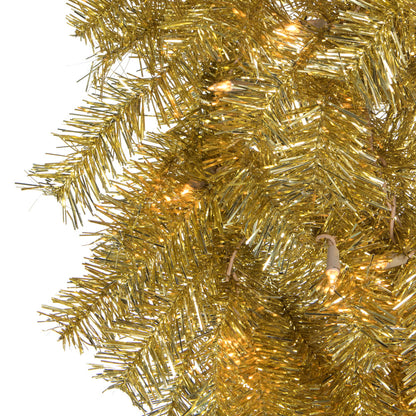 Vickerman 48" Gold and Silver Tinsel Artificial Christmas Wreath Clear Dura-lit Incandescent Lights