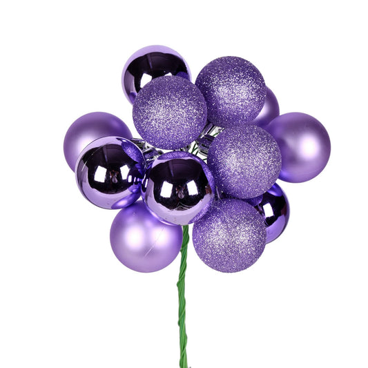 Vickerman 12" Lavender Ball Ornament Christmas Pick 4 per set