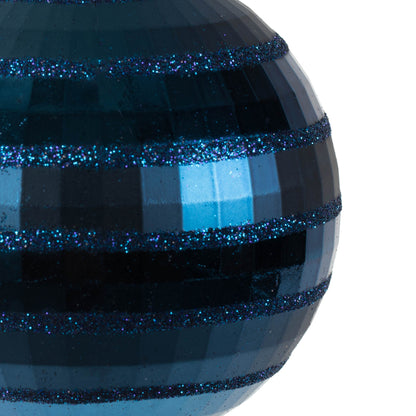 Vickerman 4" Midnight Blue Shiny and Matte Mirror Ball Christmas Ornament with Glitter Accents 4 per Box