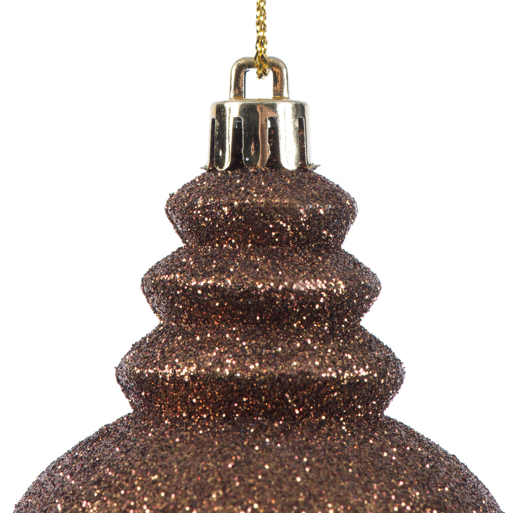 Vickerman 7" Mocha 4-Finish Finial Ornament 8 per Box