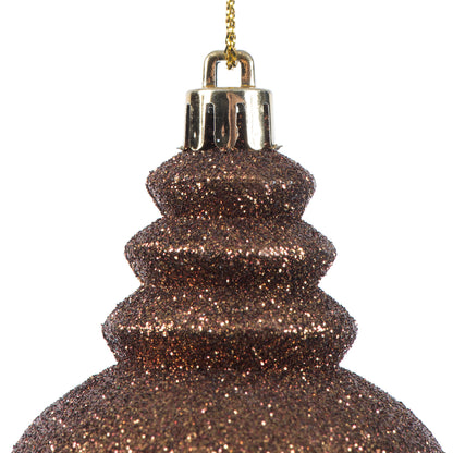 Vickerman 7" Mocha 4-Finish Finial Ornament 8 per Box