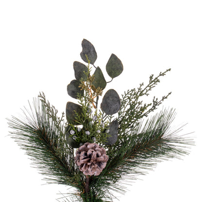 Vickerman 30" Artificial Long Leaf Pine with Seeded Cedar Eucalyptus Foliage and Pinecones Wreath