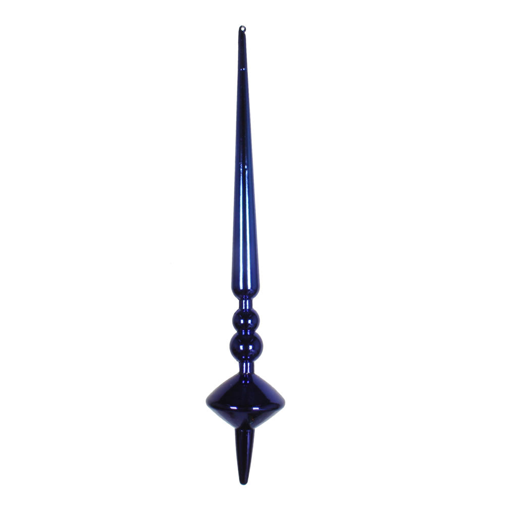 Vickerman 12" Cobalt Blue Shiny Cupola Finial. This long finial ornament adds depth and texture to any holiday decorating project. Made with shatterproof plastic. Includes 3 pieces per bag.