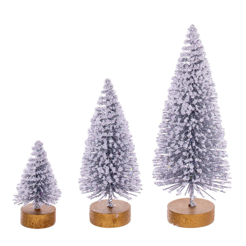 Vickerman 3"-5"-7" Silver Sisal Bottle Brush Tree Set Set of 3