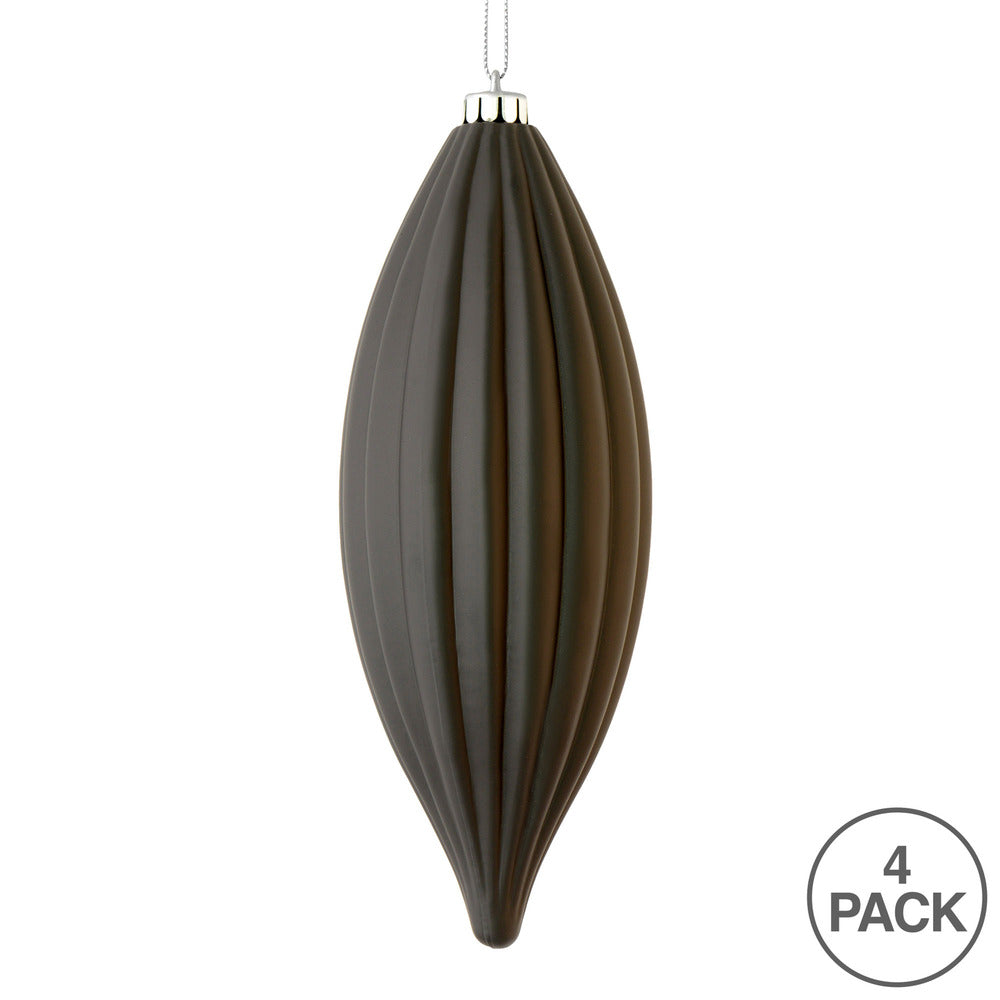 Vickerman 8" Black Matte Line Finial Ornament Pack of 4