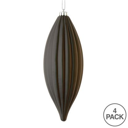 Vickerman 8" Black Matte Line Finial Ornament Pack of 4
