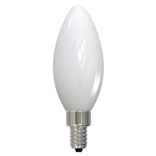 Bulbrite LED Filament Bulb, Milky Finish, 3000K, Fully Compatible Dimming, 4.5 Watts, E12 Candelabra Base, 400 Lumens, 120V, Soft White Light