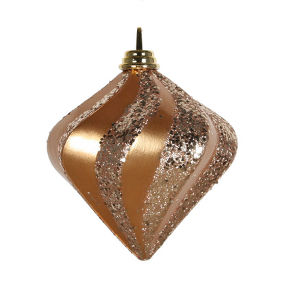 Vickerman 6'' Sand Gold Candy/Glitter Swirl Diamond Christmas Ornament