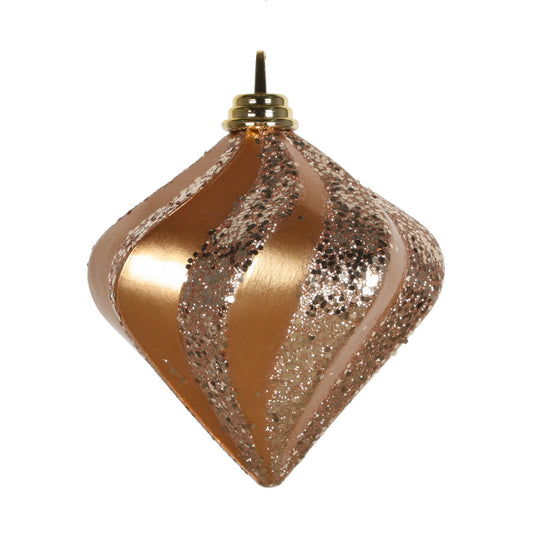 Vickerman 6'' Sand Gold Candy/Glitter Swirl Diamond Christmas Ornament