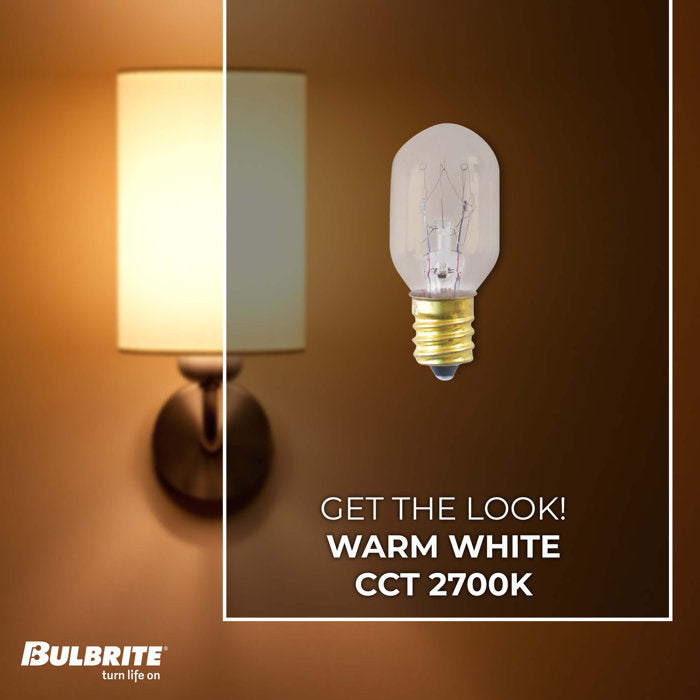 BULBRITE INCANDESCENT T7 CANDELABRA SCREW (E12) 15W DIMMABLE LIGHT BULB 2700K/WARM WHITE 25PK (706115)