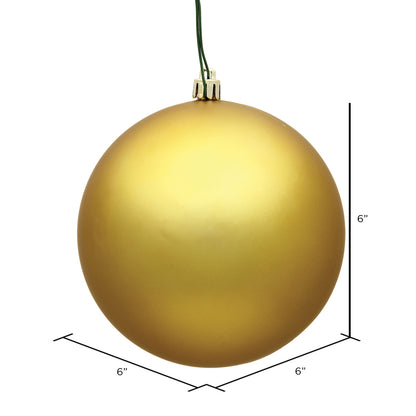 Vickerman 6" Gold Matte Ball Ornament 4 per Bag