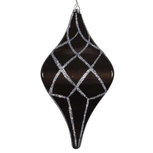 Vickerman 8" Pewter Candy Glitter Net Drop Christmas Ornament
