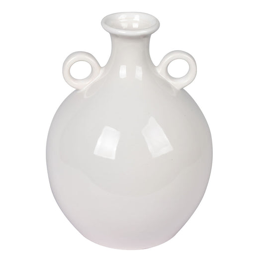 Vickerman 10" Light Gray Ceramic Pot with Handles. This ceramic pot features a round body and small handles. This pot can stand on its own as a decorative container or pair with any faux floral.   100% CERAMIC
