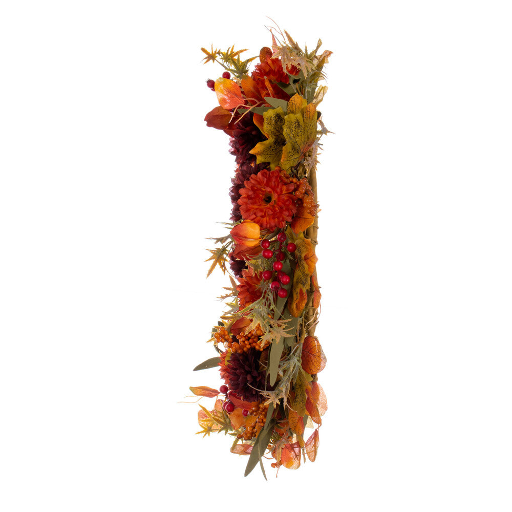 Vickerman 20" Orange and Burgundy Artificial Mixed Mum Chinese Lantern and Berry Wreath.